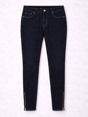 White House Black Market Women's "The Skinny Ankle" Zipper Leather Trim Jeans